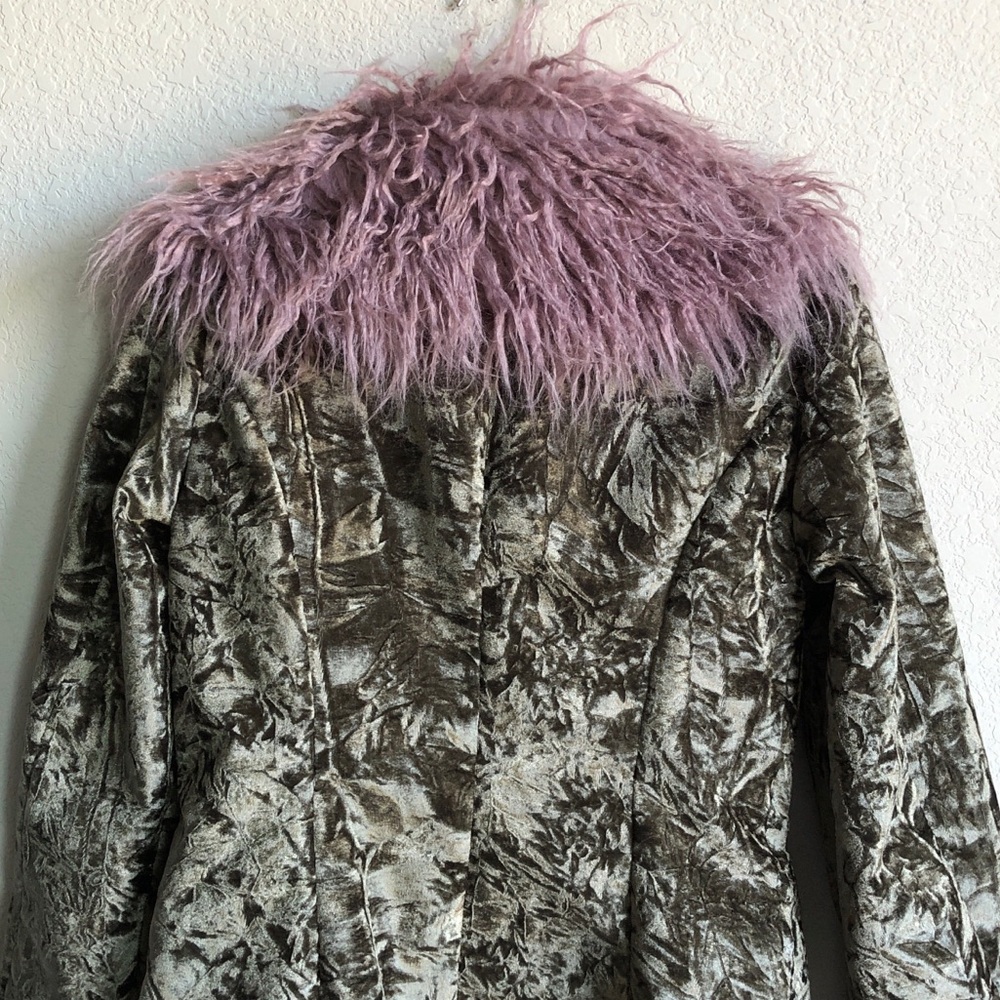 Widow Art Magic Crushed Velvet Faux Fur Trim Jacket Witchy Witchcore Y2K - Picture 6 of 15